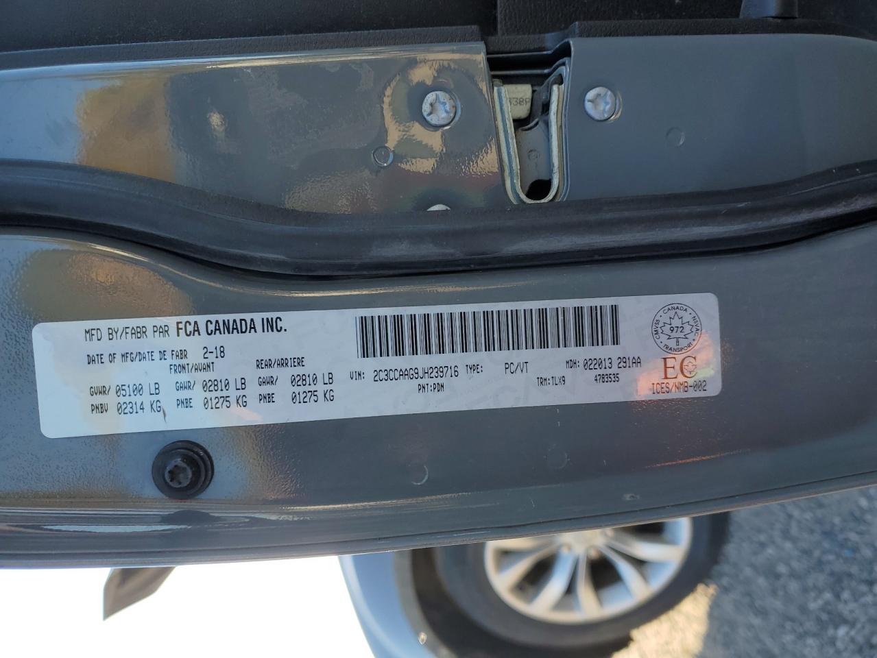 2018 Chrysler 300 Touring VIN: 2C3CCAAG9JH239716 Lot: 86134255