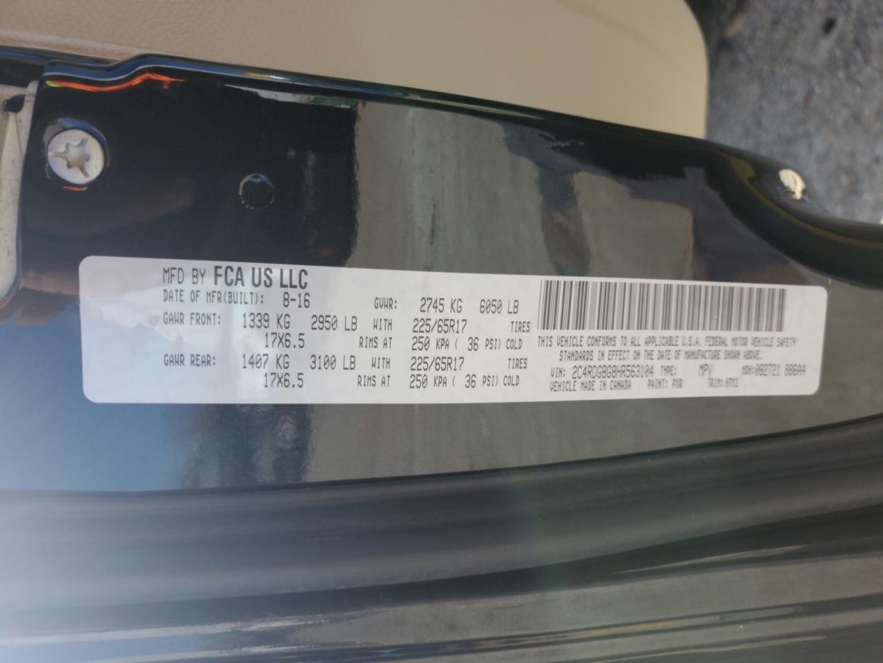 2017 Dodge Grand Caravan Se VIN: 2C4RDGBG8HR563104 Lot: 84739415