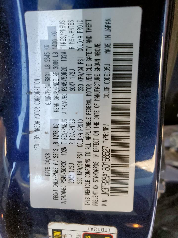 2008 Mazda Cx-9 VIN: JM3TB28A180158527 Lot: 86196375