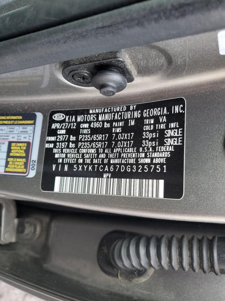 2013 Kia Sorento Lx VIN: 5XYKTCA67DG325751 Lot: 82393255
