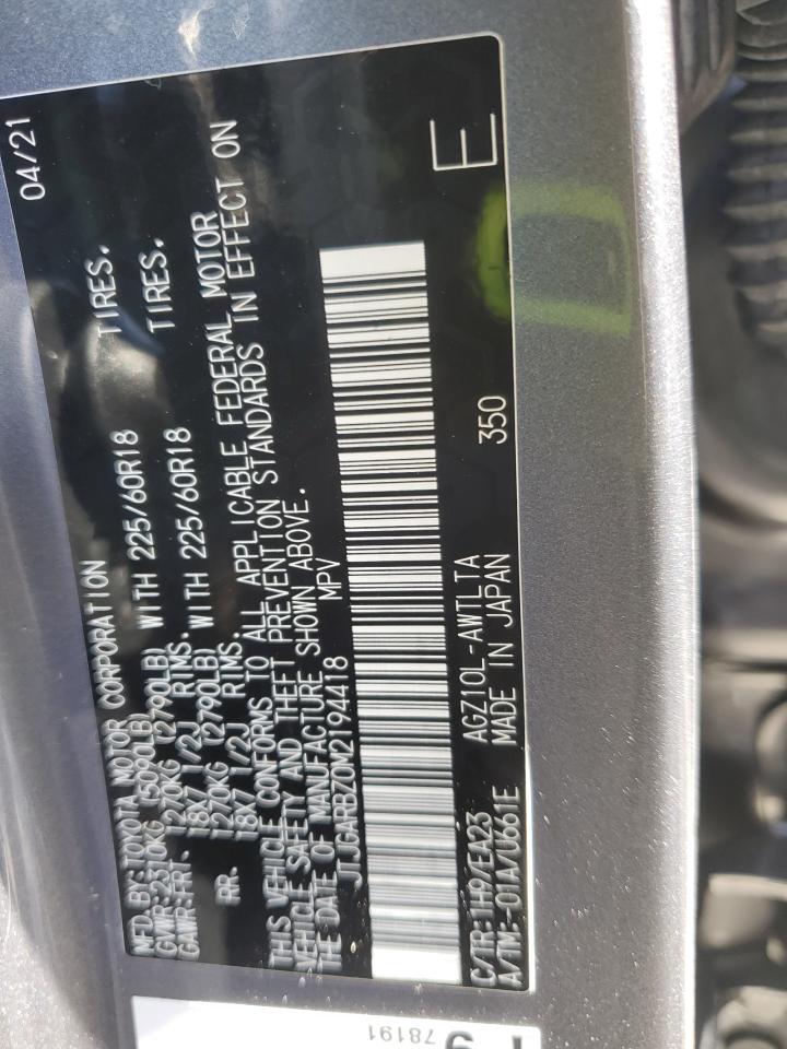 2021 Lexus Nx 300 Base VIN: JTJGARBZ0M2194418 Lot: 82520475