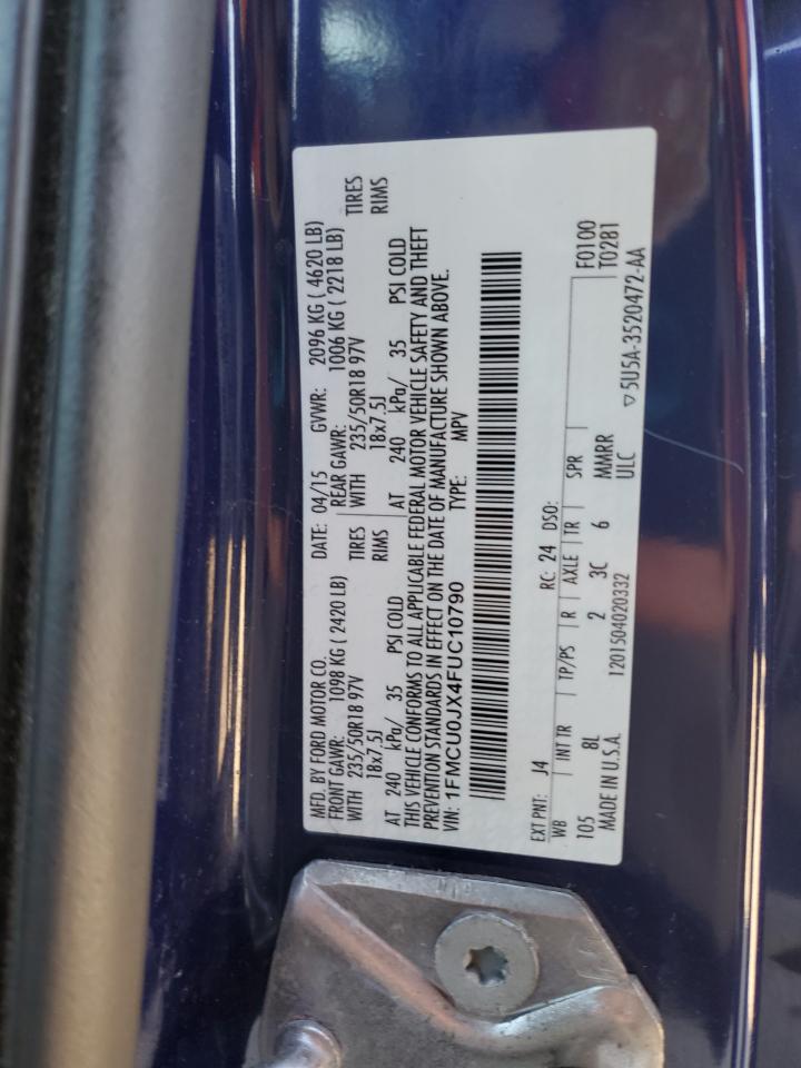 2015 Ford Escape Titanium VIN: 1FMCU0JX4FUC10790 Lot: 89726895