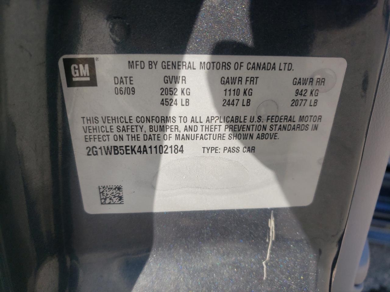 2010 Chevrolet Impala VIN: 2G1WB5EK4A1102184 Lot: 82458575