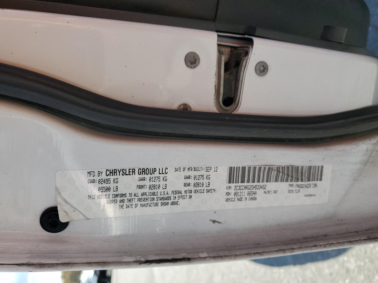 2013 Chrysler 300 VIN: 2C3CCARG2DH533452 Lot: 90993645