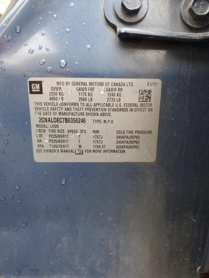 2011 Chevrolet Equinox Lt VIN: 2CNALDEC7B6356246 Lot: 85300115