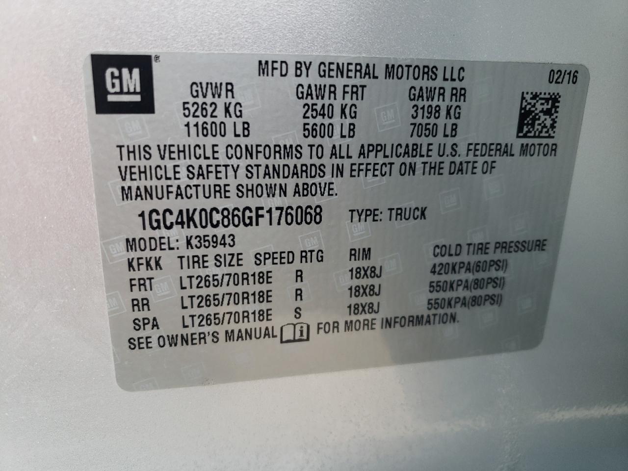 2016 Chevrolet Silverado K3500 Ltz VIN: 1GC4K0C86GF176068 Lot: 86328995