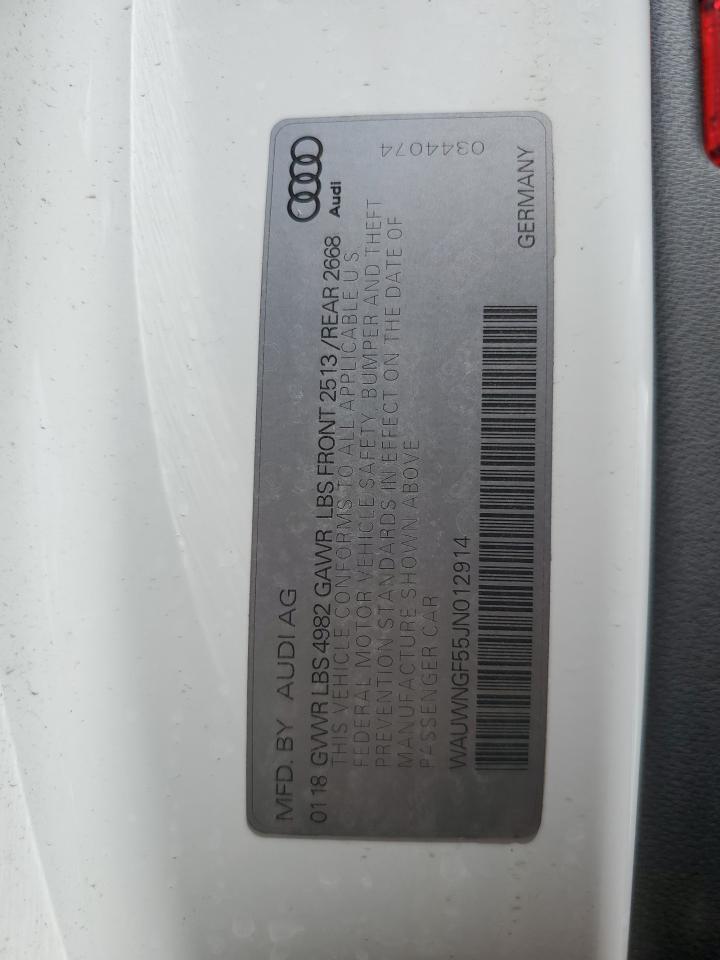 2018 Audi A5 Premium VIN: WAUWNGF55JN012914 Lot: 70163955