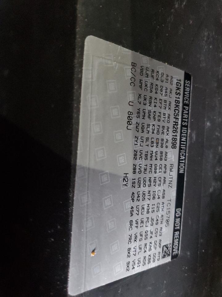 2015 GMC Yukon Slt VIN: 1GKS1BKC5FR261898 Lot: 89858915