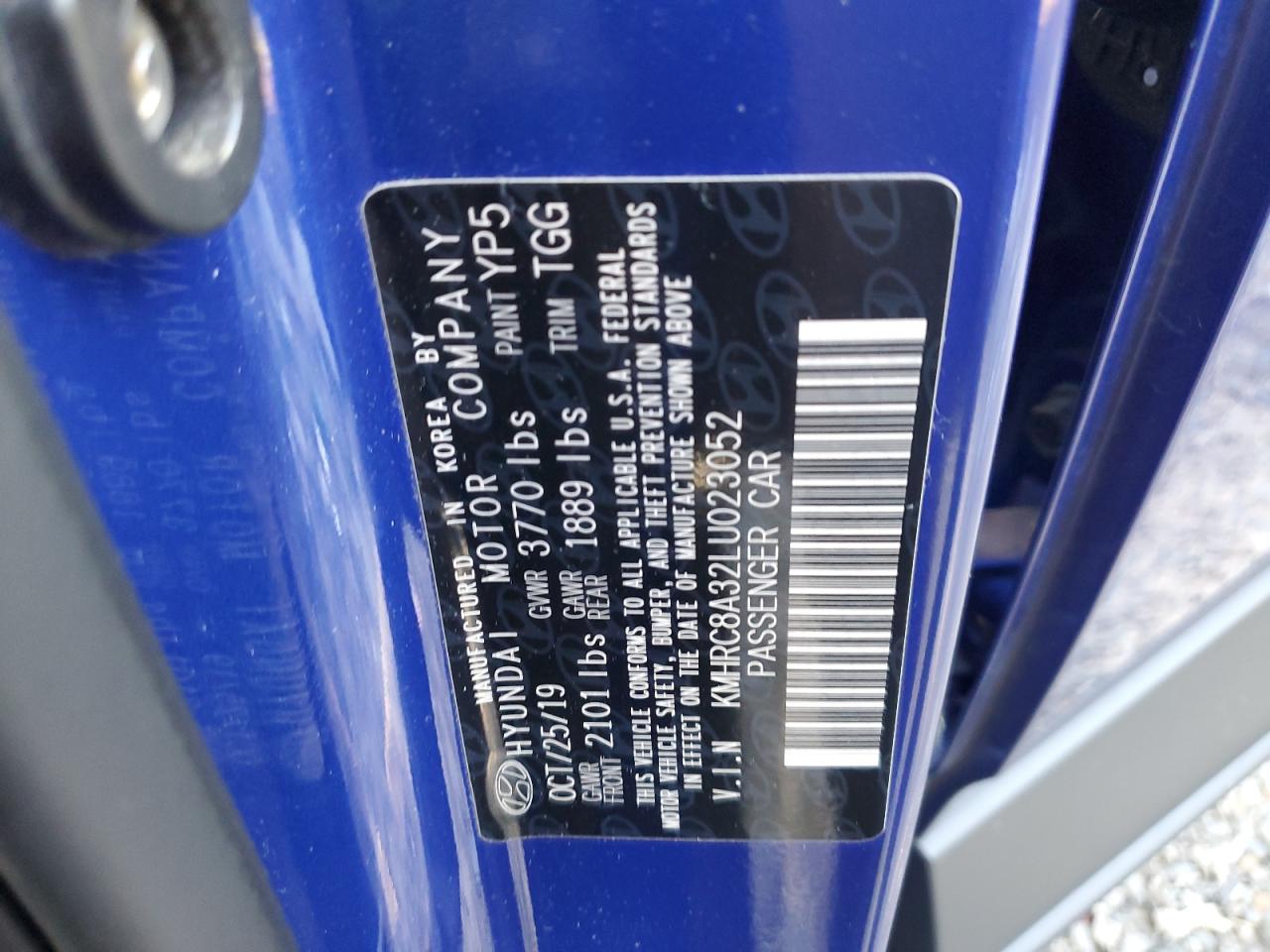 2020 Hyundai Venue Sel VIN: KMHRC8A32LU023052 Lot: 85861035