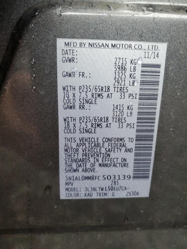 2015 Infiniti Qx60 VIN: 5N1AL0MM8FC503139 Lot: 86160665