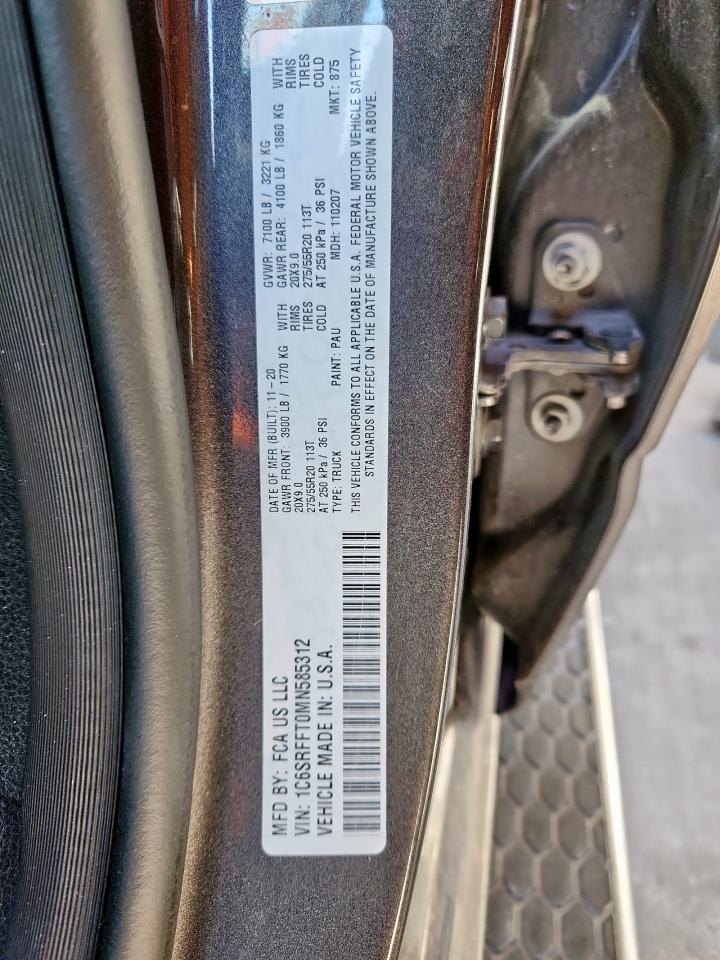 2021 Ram 1500 Big Horn/Lone Star VIN: 1C6SRFFT0MN585312 Lot: 83958775