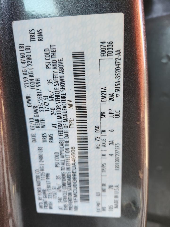 2014 Ford Escape Se VIN: 1FMCU0G99EUA46606 Lot: 82603415