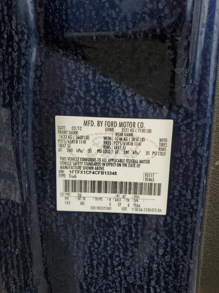 2012 Ford F150 Super Cab VIN: 1FTFX1CF4CFB13348 Lot: 81912165