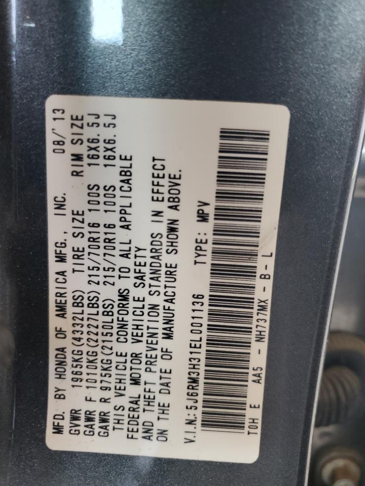 2014 Honda Cr-V Lx VIN: 5J6RM3H31EL001136 Lot: 84411685