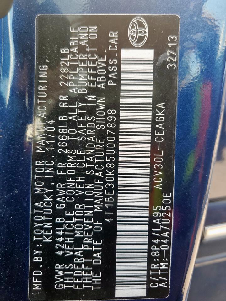 2005 Toyota Camry Le VIN: 4T1BE30K85U007898 Lot: 85292135