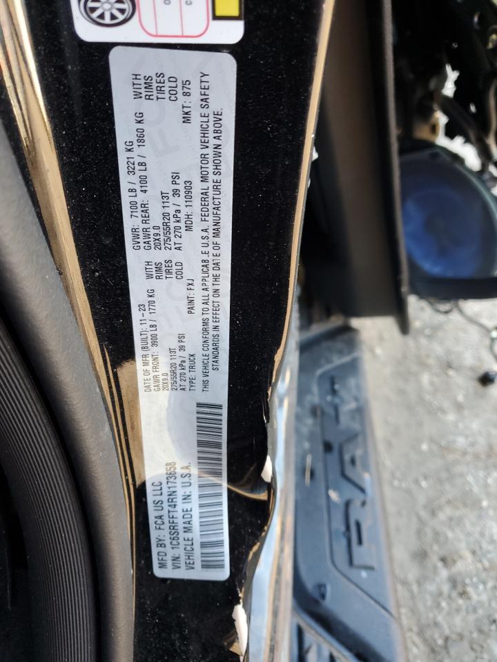 2024 Ram 1500 Big Horn/Lone Star VIN: 1C6SRFFT4RN173658 Lot: 90007615