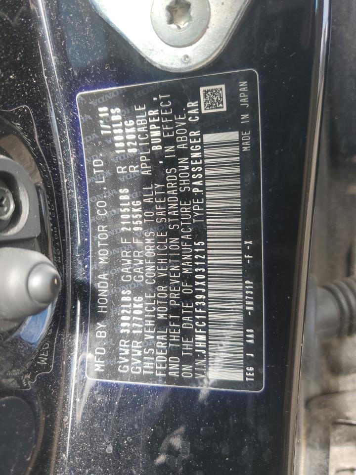 2018 Honda Civic Ex VIN: JHMFC1F39JX031215 Lot: 82311215
