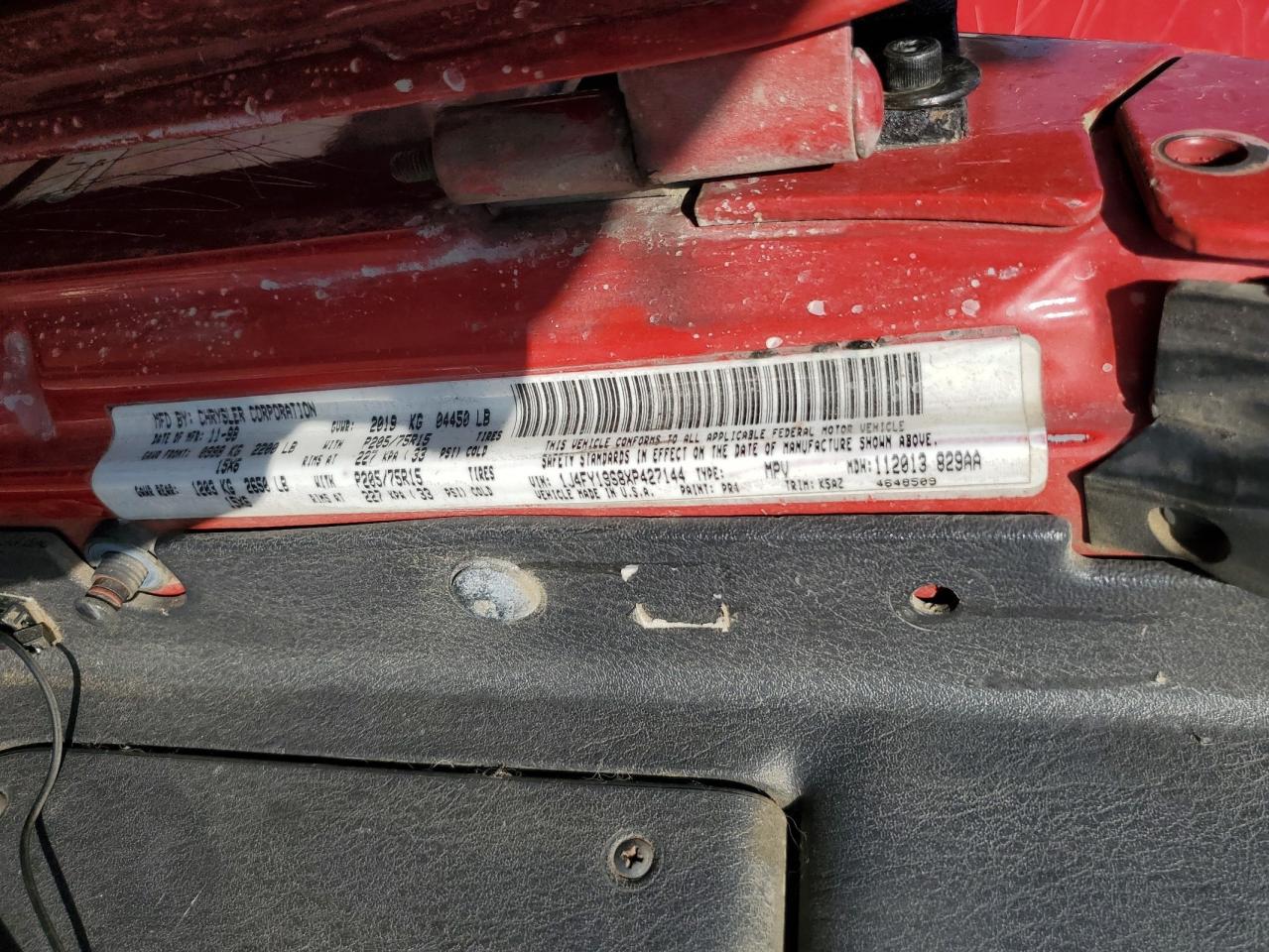 1999 Jeep Wrangler / Tj Sport VIN: 1J4FY19S8XP427144 Lot: 84555815