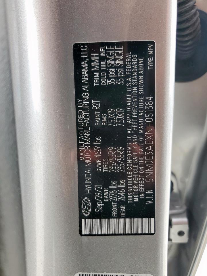 2022 Hyundai Tucson Limited VIN: 5NMJE3AEXNH051384 Lot: 82300345