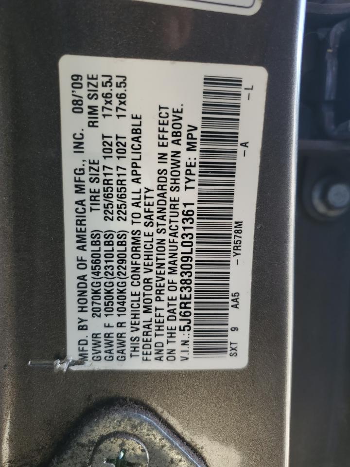 2009 Honda Cr-V Lx VIN: 5J6RE38309L031361 Lot: 87387815