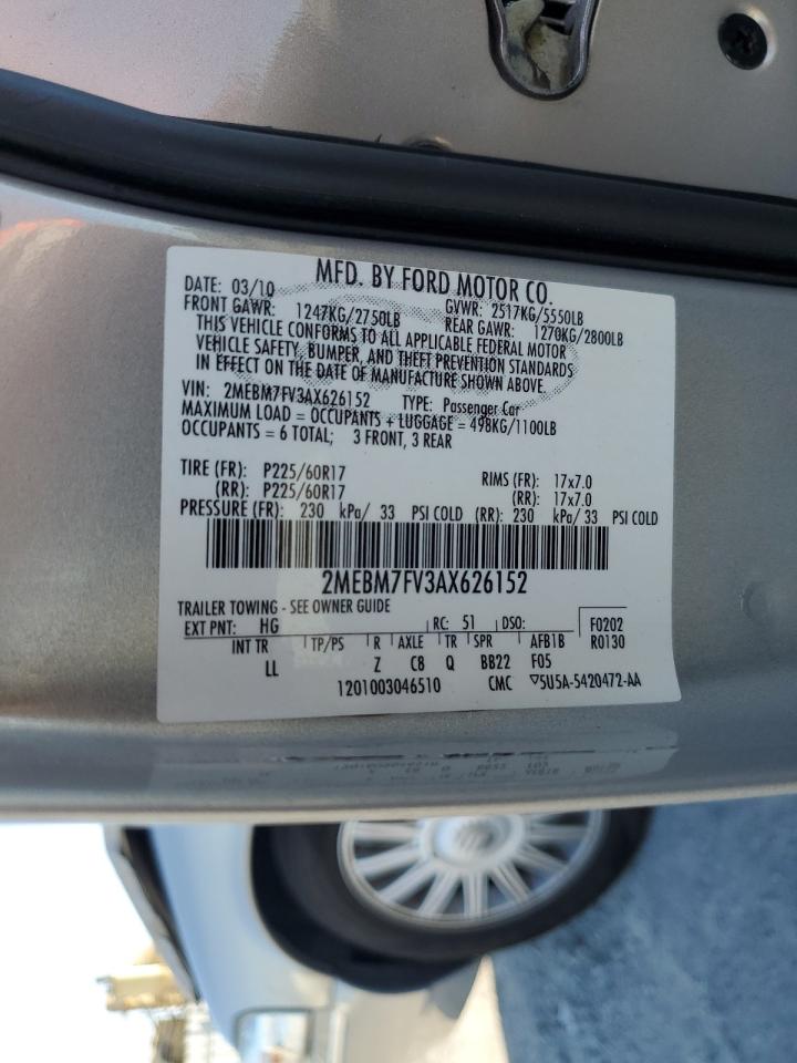 2010 Mercury Grand Marquis Ls VIN: 2MEBM7FV3AX626152 Lot: 85379955