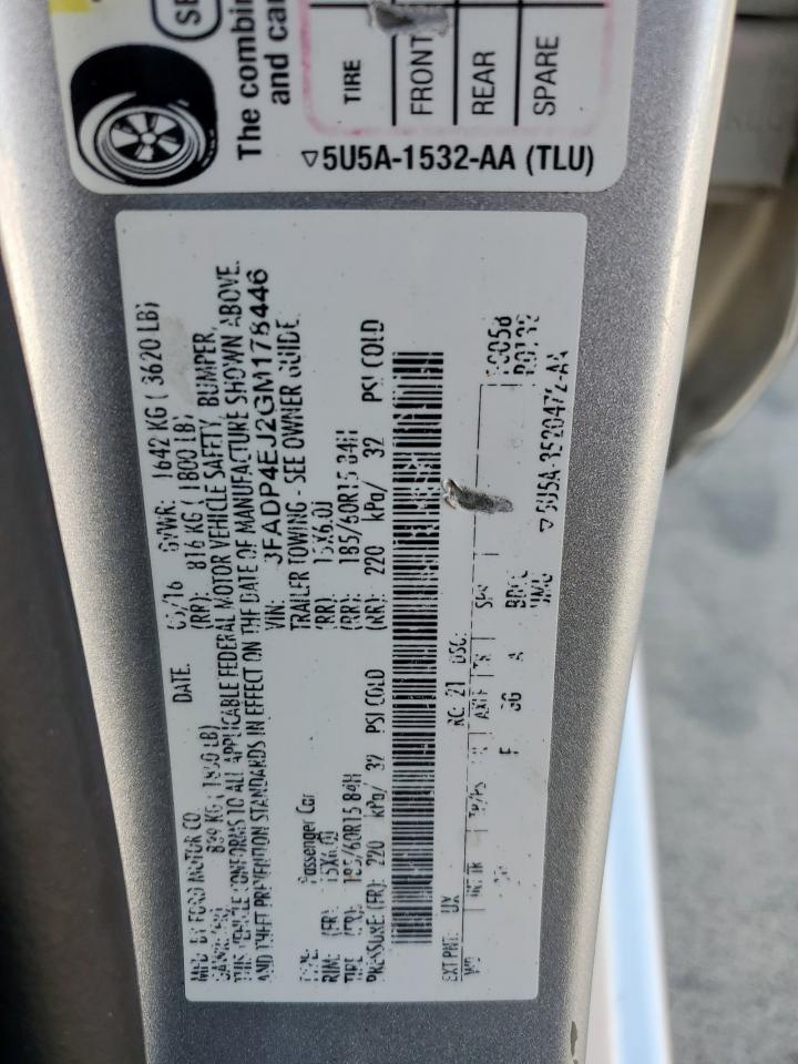 2016 Ford Fiesta Se VIN: 3FADP4EJ2GM178446 Lot: 85744405