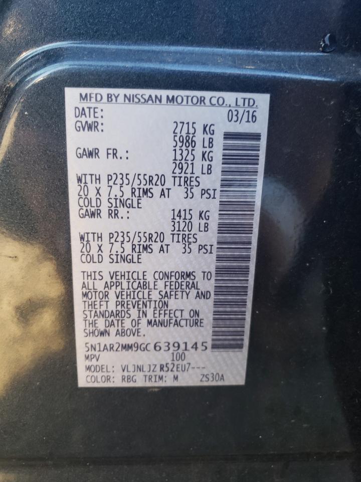 2016 Nissan Pathfinder S VIN: 5N1AR2MM9GC639145 Lot: 85663545