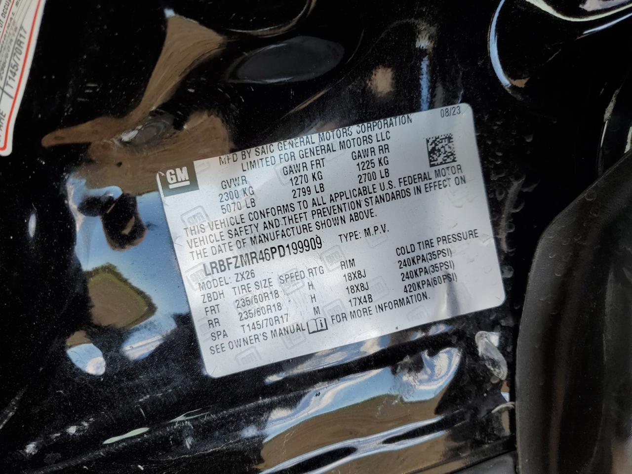 2023 Buick Envision Preferred VIN: LRBFZMR46PD199909 Lot: 85824125