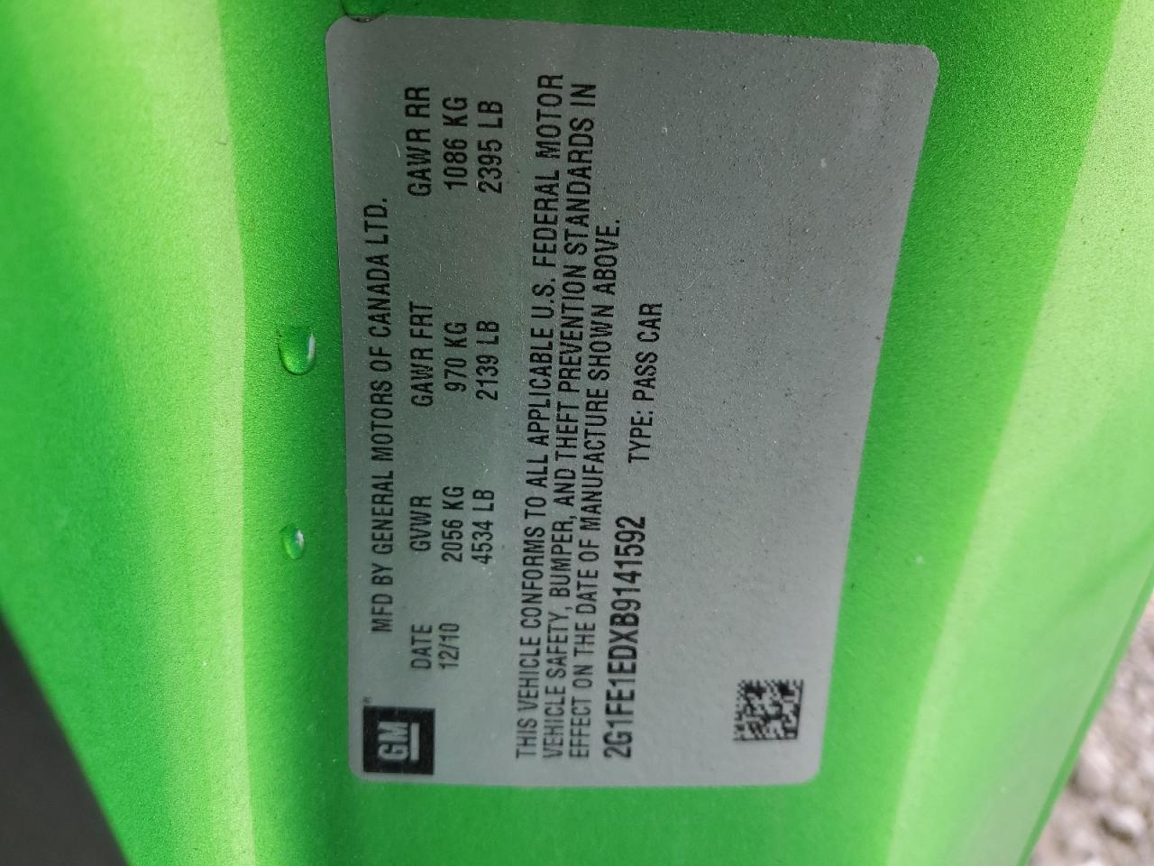 2011 Chevrolet Camaro Ls VIN: 2G1FE1EDXB9141592 Lot: 81885405