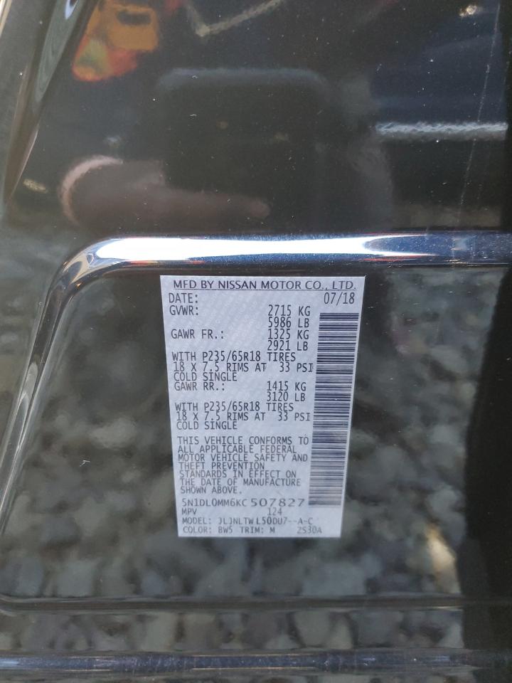 2019 Infiniti Qx60 Luxe VIN: 5N1DL0MM6KC507827 Lot: 85090515