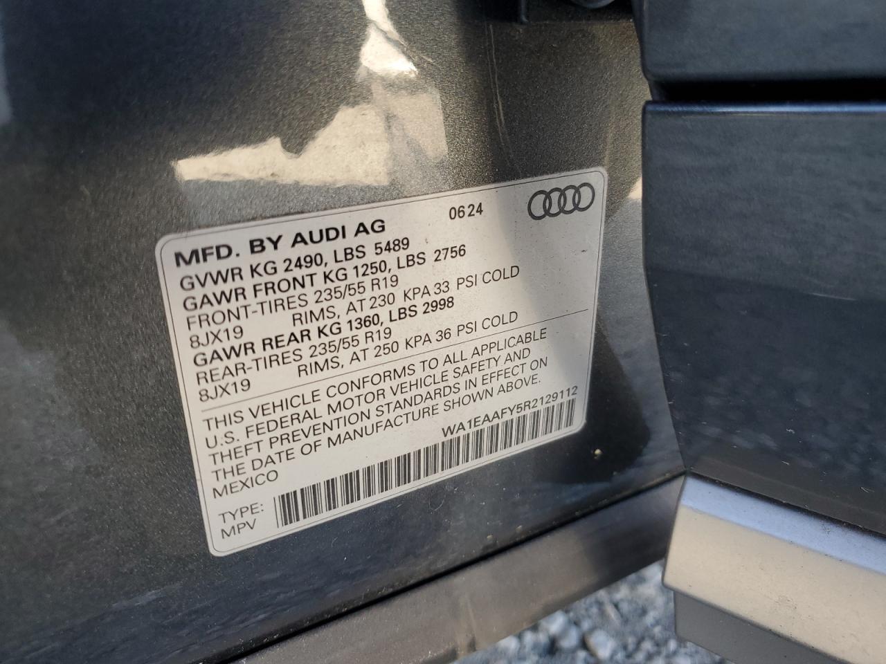 2024 Audi Q5 Premium Plus 45 VIN: WA1EAAFY5R2129112 Lot: 86159065