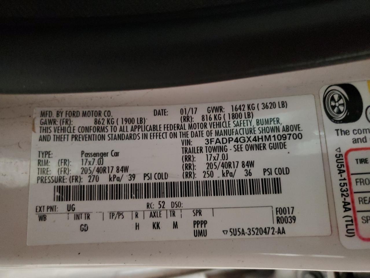 2017 Ford Fiesta St VIN: 3FADP4GX4HM109700 Lot: 85874945