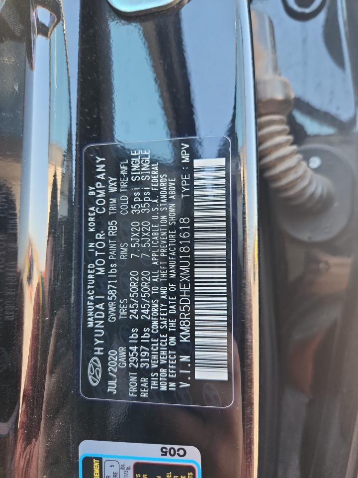 2021 Hyundai Palisade Limited VIN: KM8R5DHEXMU181618 Lot: 85317885