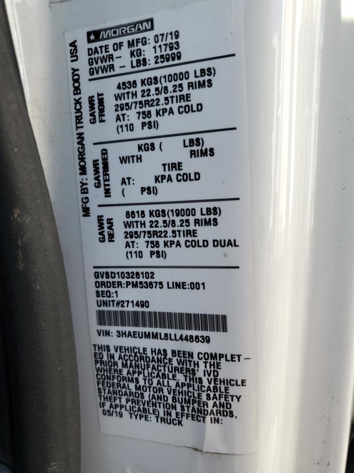 2020 International Mv607 VIN: 3HAEUMML8LL448639 Lot: 86107135