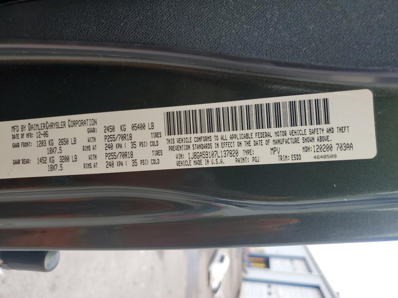 2007 Jeep Wrangler Sahara VIN: 1J8GA59107L137820 Lot: 90809765