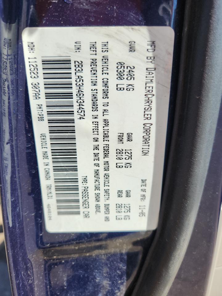 2006 Dodge Charger R/T VIN: 2B3LA53H46H344574 Lot: 84915945