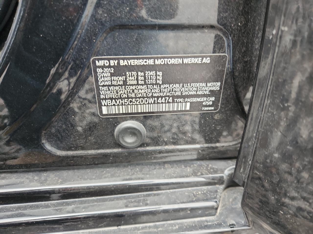 2013 BMW 528 Xi VIN: WBAXH5C52DDW14474 Lot: 82387635