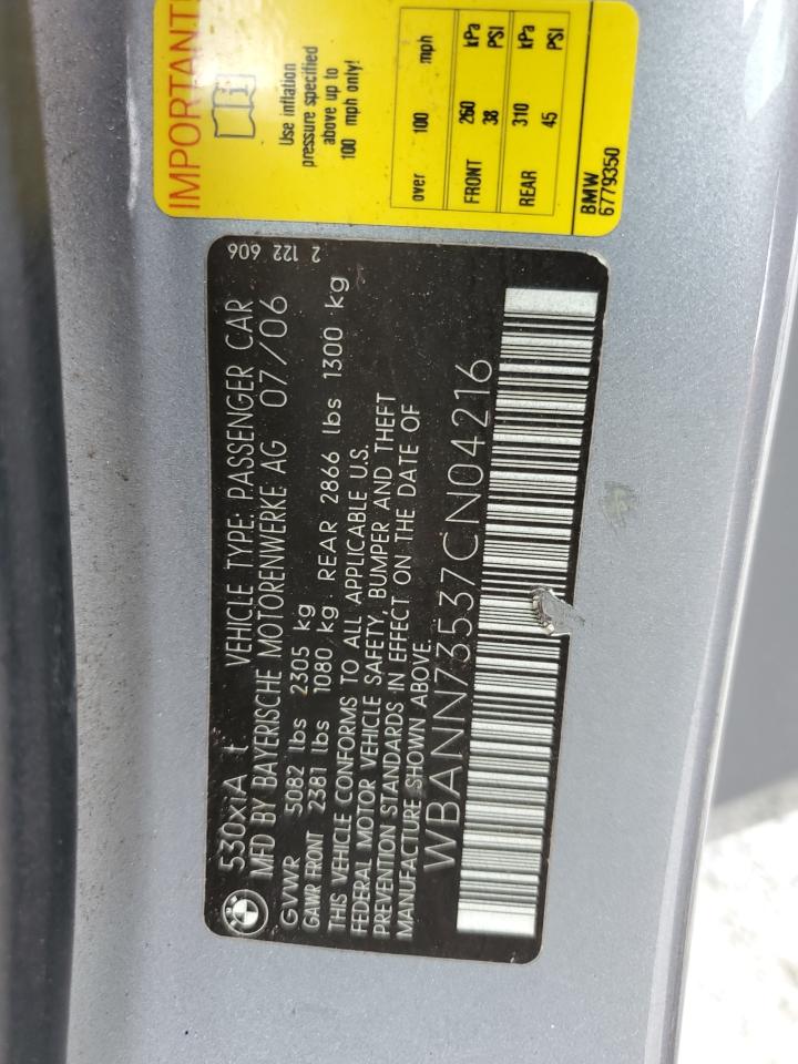 2007 BMW 530 Xit VIN: WBANN73537CN04216 Lot: 85550445