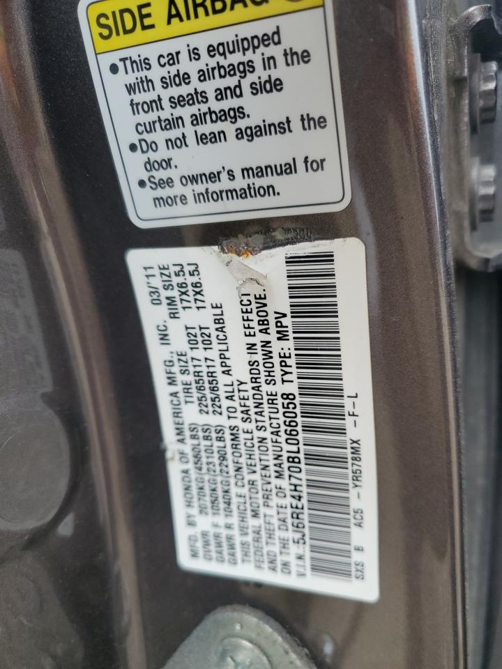 2011 Honda Cr-V Exl VIN: 5J6RE4H70BL066058 Lot: 82299745