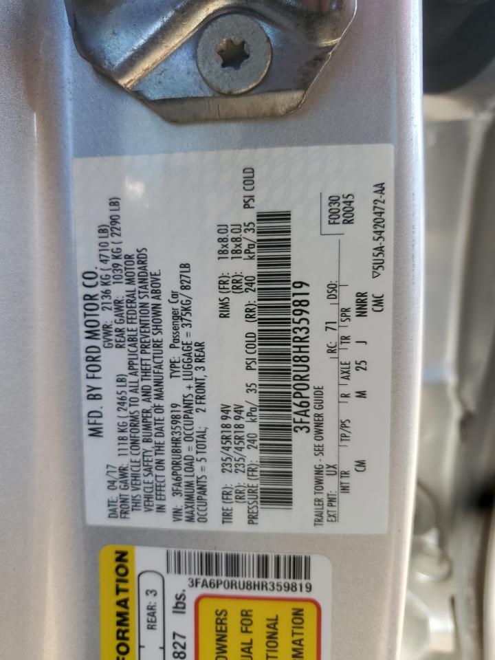 2017 Ford Fusion Titanium Hev VIN: 3FA6P0RU8HR359819 Lot: 85870655