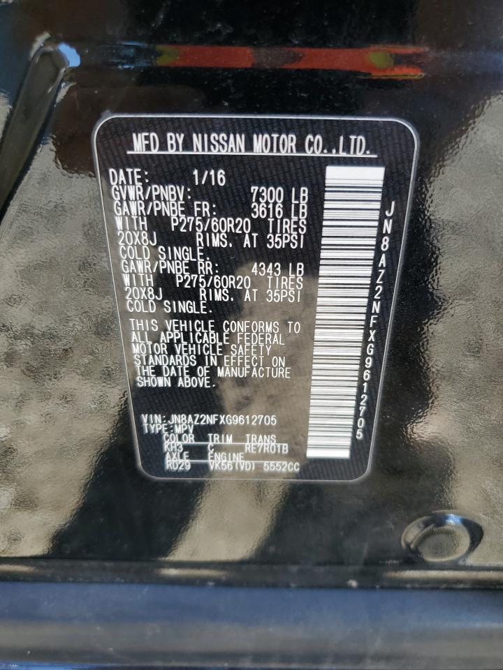 2016 Infiniti Qx80 VIN: JN8AZ2NFXG9612705 Lot: 87257055