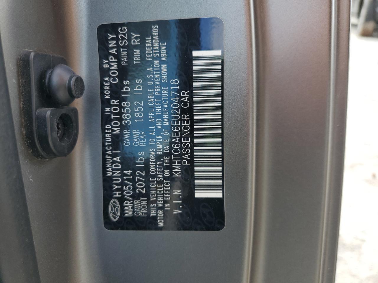 2014 Hyundai Veloster Turbo VIN: KMHTC6AE6EU204718 Lot: 85738215