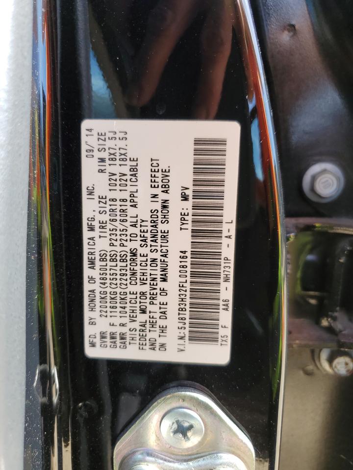 2015 Acura Rdx VIN: 5J8TB3H32FL008164 Lot: 82191675