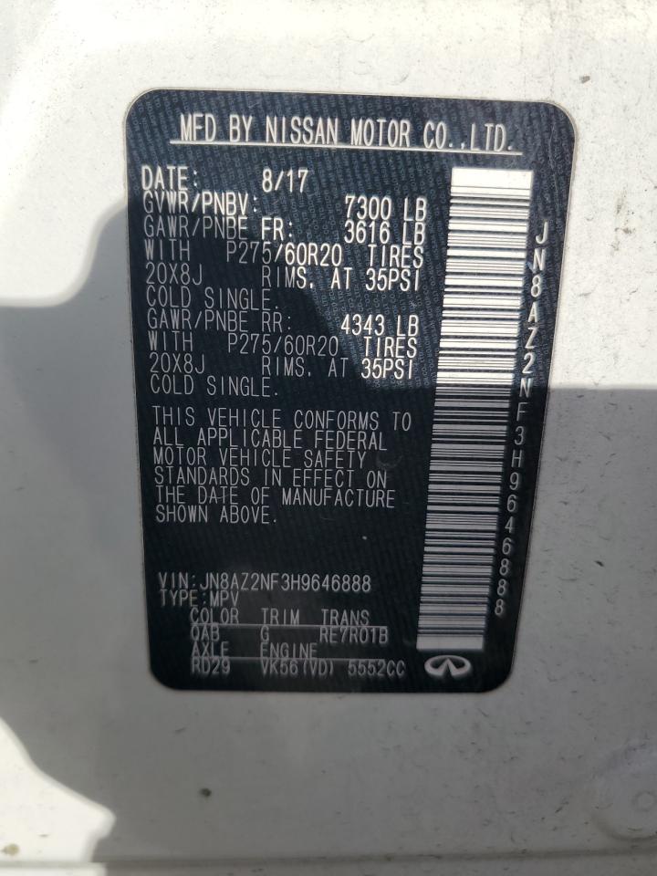 2017 Infiniti Qx80 Base VIN: JN8AZ2NF3H9646888 Lot: 82309835