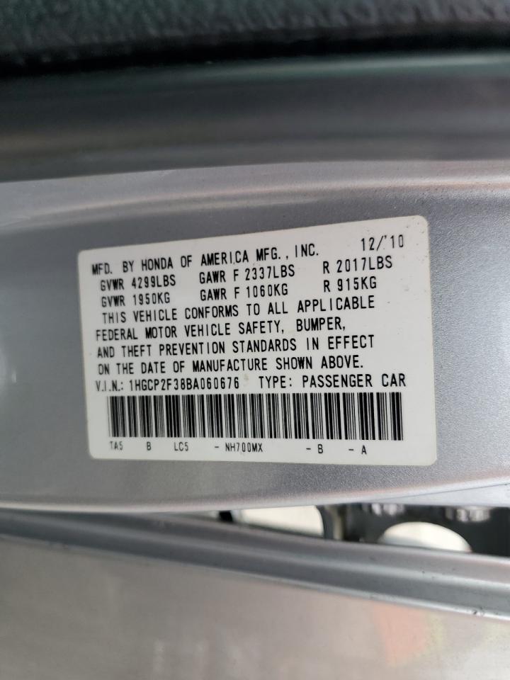 2011 Honda Accord Lx VIN: 1HGCP2F38BA060676 Lot: 86089345