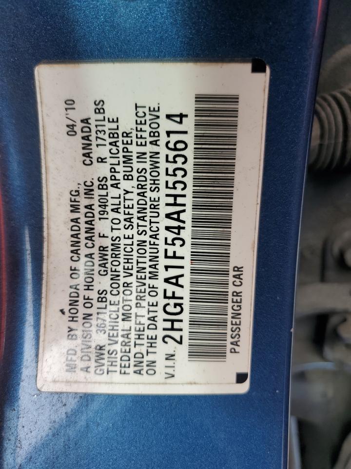 2010 Honda Civic Lx VIN: 2HGFA1F54AH555614 Lot: 85908125