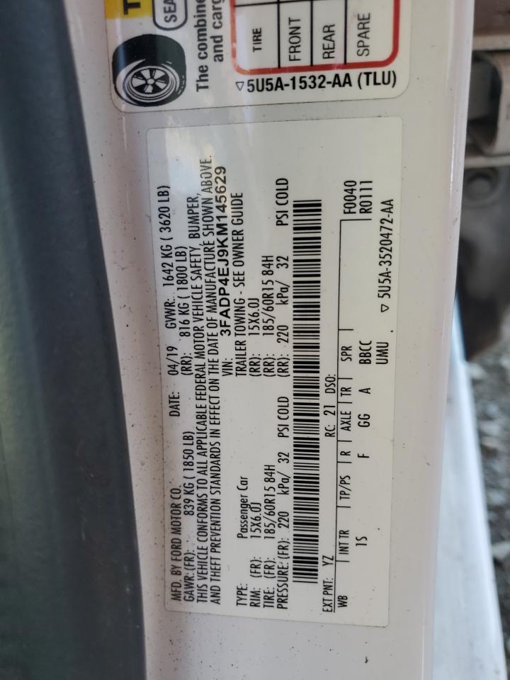 2019 Ford Fiesta Se VIN: 3FADP4EJ9KM145629 Lot: 90654915