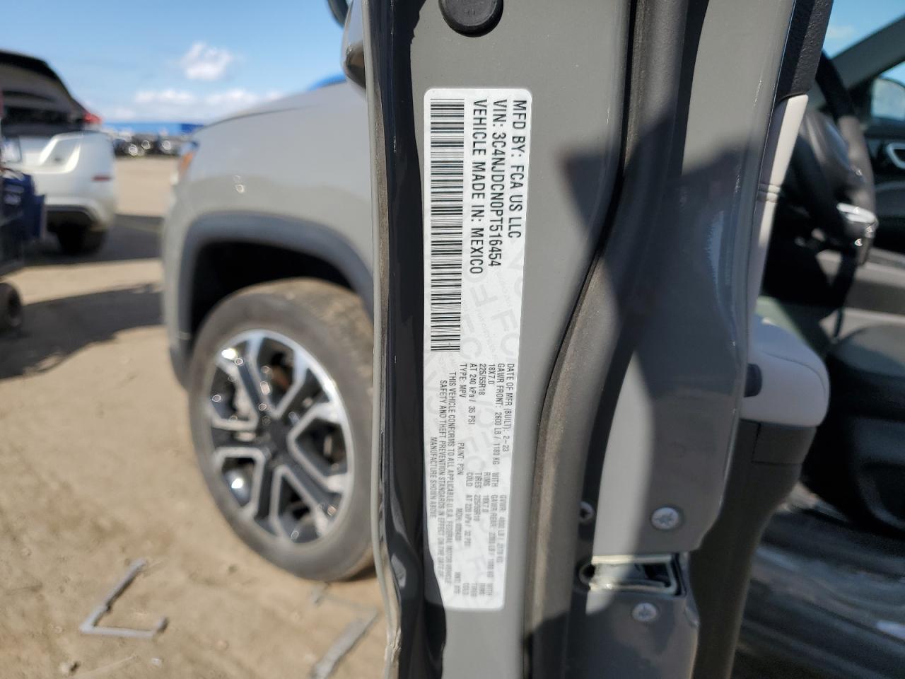 2023 Jeep Compass Limited VIN: 3C4NJDCN0PT516454 Lot: 85338215