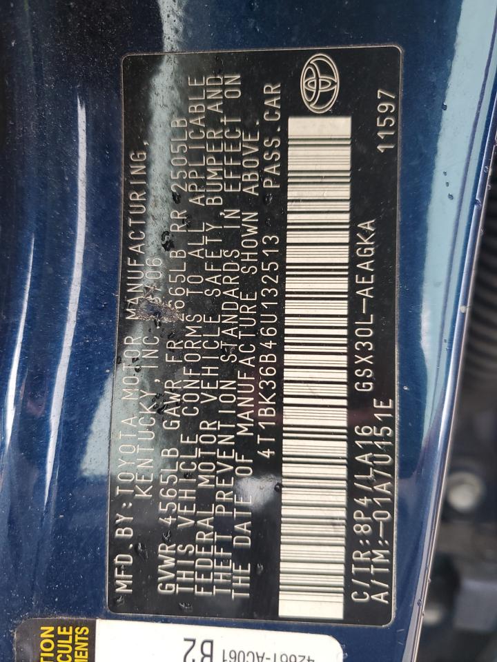 2006 Toyota Avalon Xl VIN: 4T1BK36B46U132513 Lot: 80145565