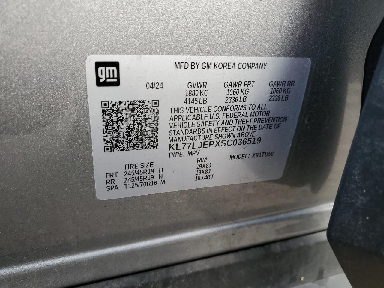 2025 Chevrolet Trax 2Rs VIN: KL77LJEPXSC036519 Lot: 82345395